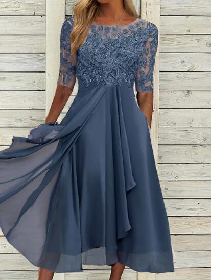 shiffon lace evening dress