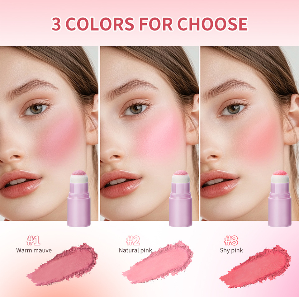 lakerain Purple Tube Sponge Head Blush Stick Matte matte Natural Blush undefined