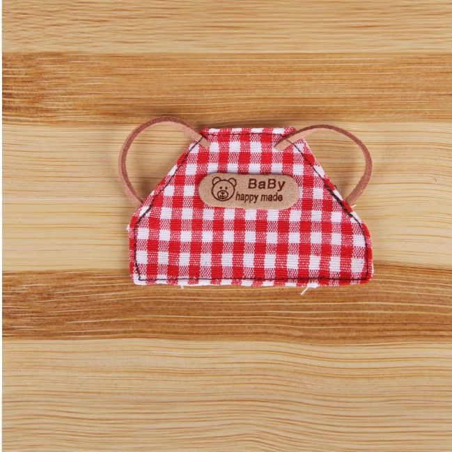 새로운 한국 모직 인형 diy 복고풍 데님 앞치마 아기 옷 미니 인형 격자 무늬 줄무늬 앞치마