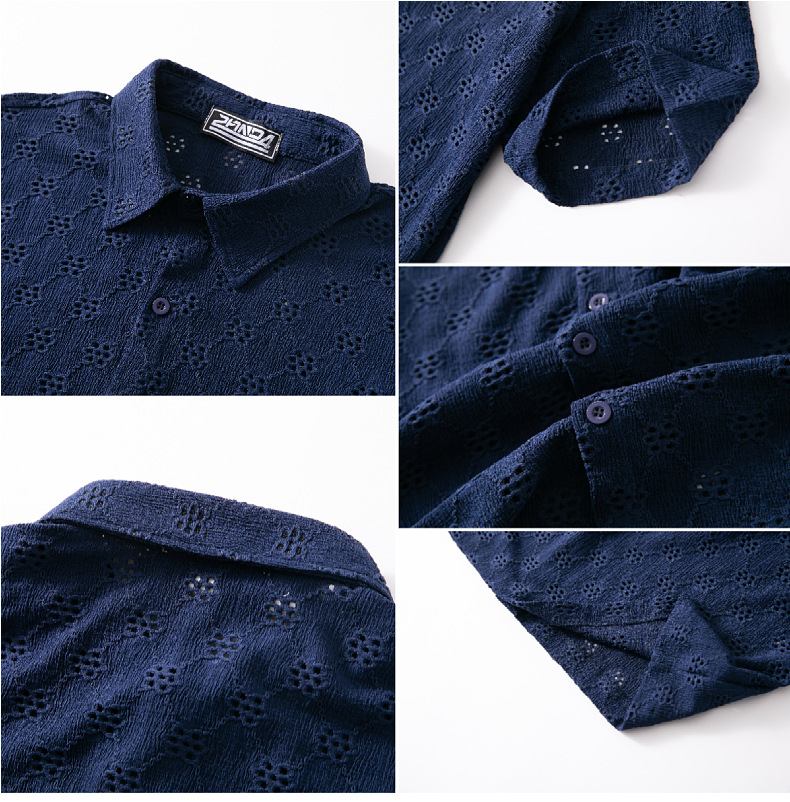 Herren Jacquard Hemd Mit Kurzem Arm Für Den Sommer_voghion.com