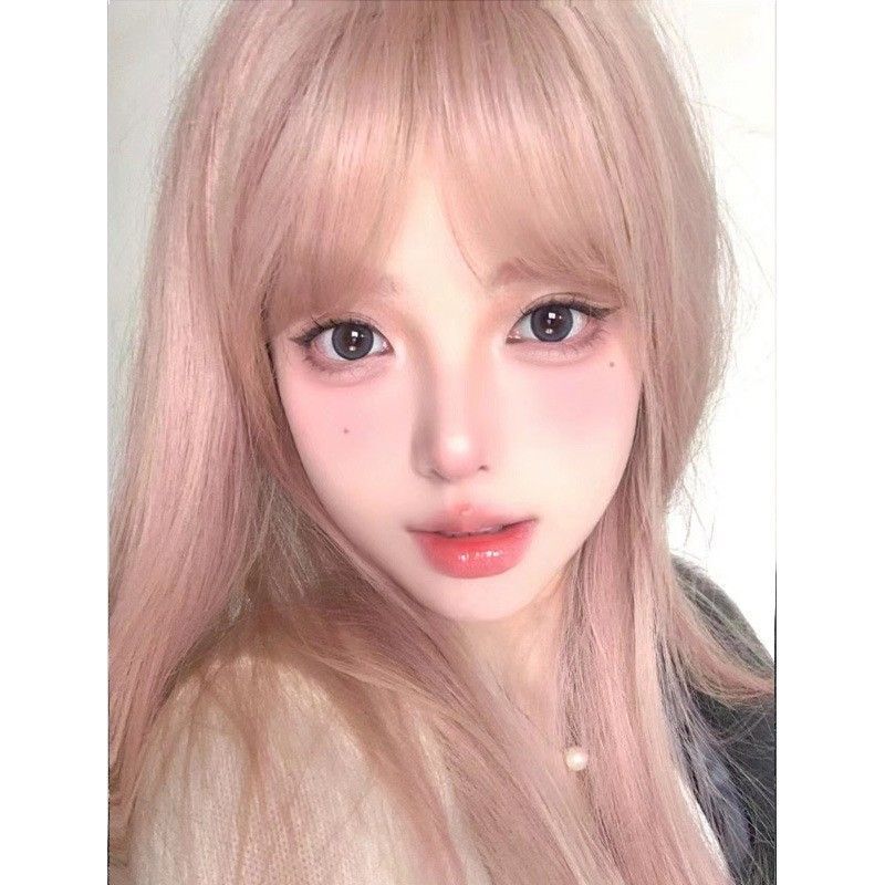 小圆午夜巴黎假发灰粉色仿真发网红款日常长直发粉色自然全头套女|undefined