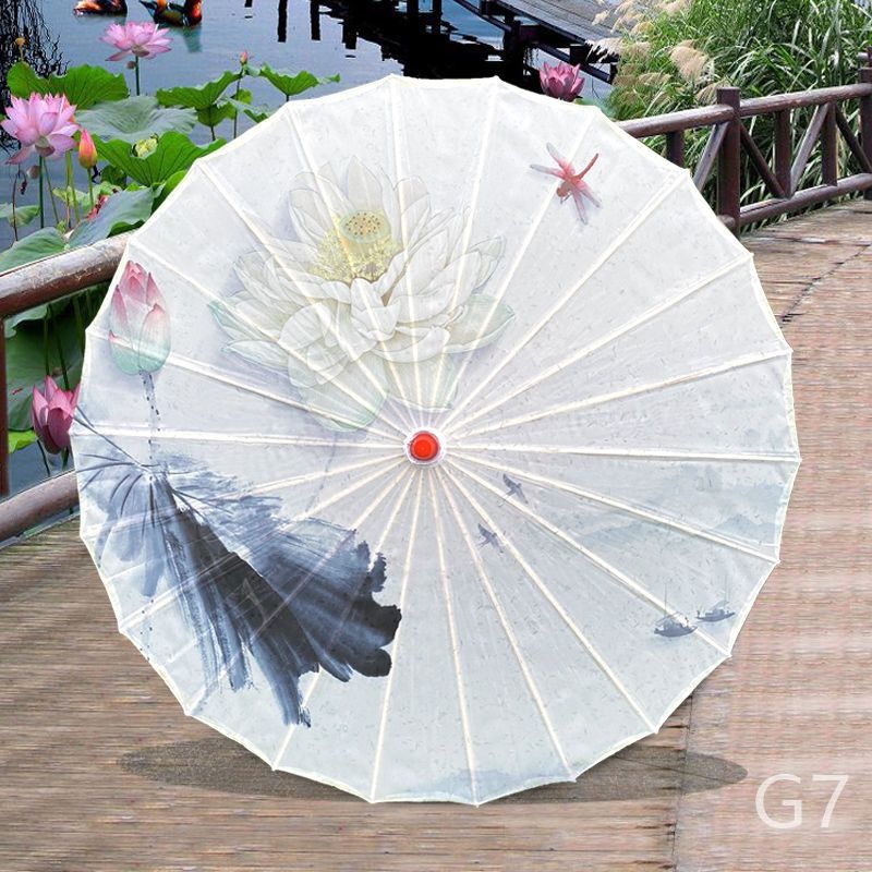 Ancient-Style Silk Oil-Paper Umbrella for Photography, Runway Shows, Dance, Hotel Corridors, Ceiling Decorations, Outdoor Waterproof and Sun-Proof Aerial Decorative Umbrella