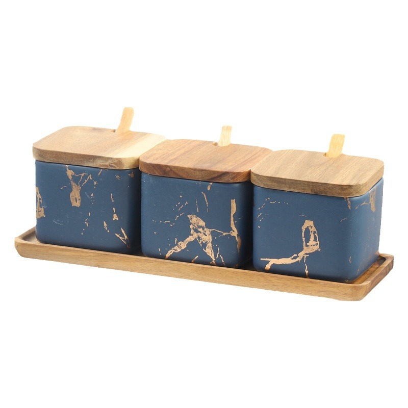 Creativo simple madera sólida condimento lata conjunto de combinación de estilo nórdico al por mayor
