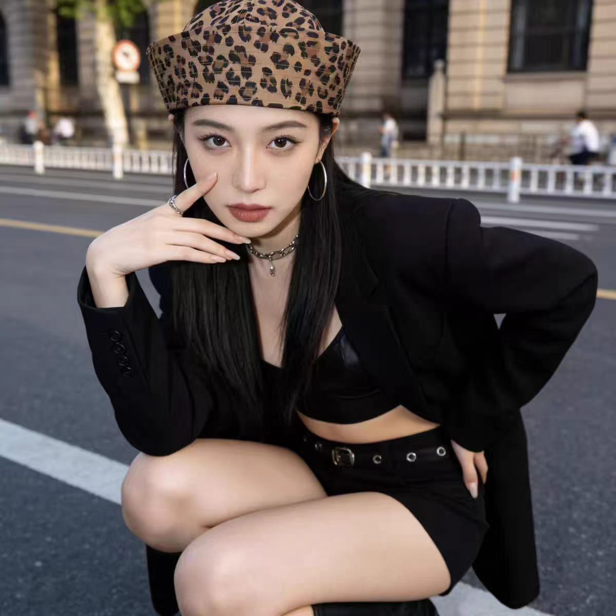표범 무늬 선원 모자