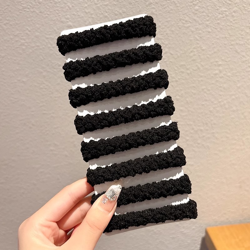 Cauda de caballo alta no colapsa gruesa correa de cabello anillo de cabello negro no estrangula cabello de cabello de alta elasticidad tocado para mujeres