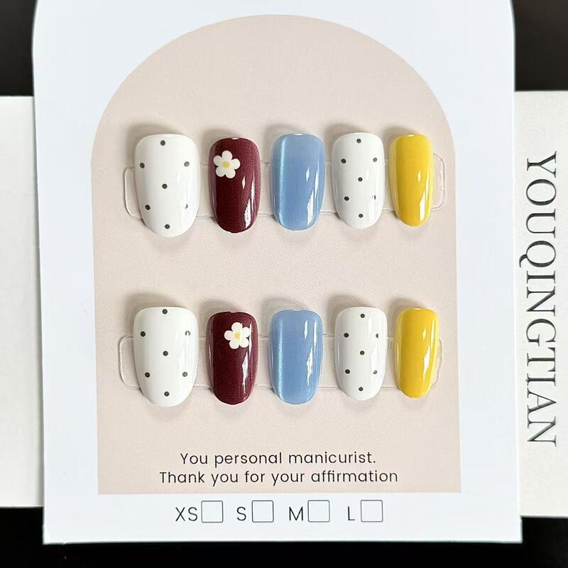 Spring Dopamine Cat Eye Manicure, Sweet Pea Cat Eye, Contrasting Color Flowers, Simple Art, Candy Color, Sweet Style Wearable Nails