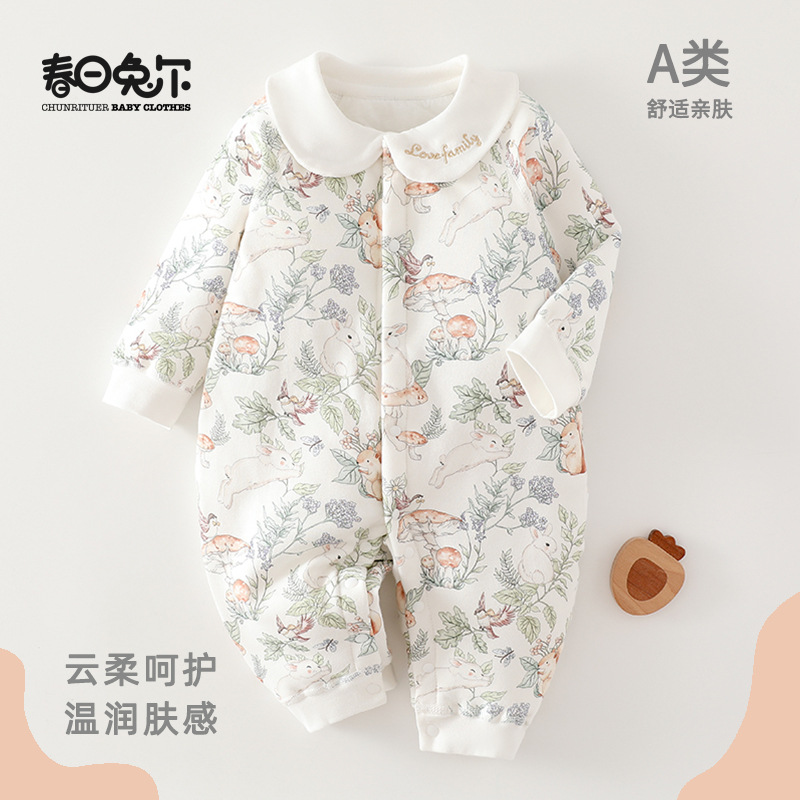 Newborn baby 60g cotton jumpsuit autumn and winter boneless cotton class a khayi 3-18 month baby warm climbing suit
