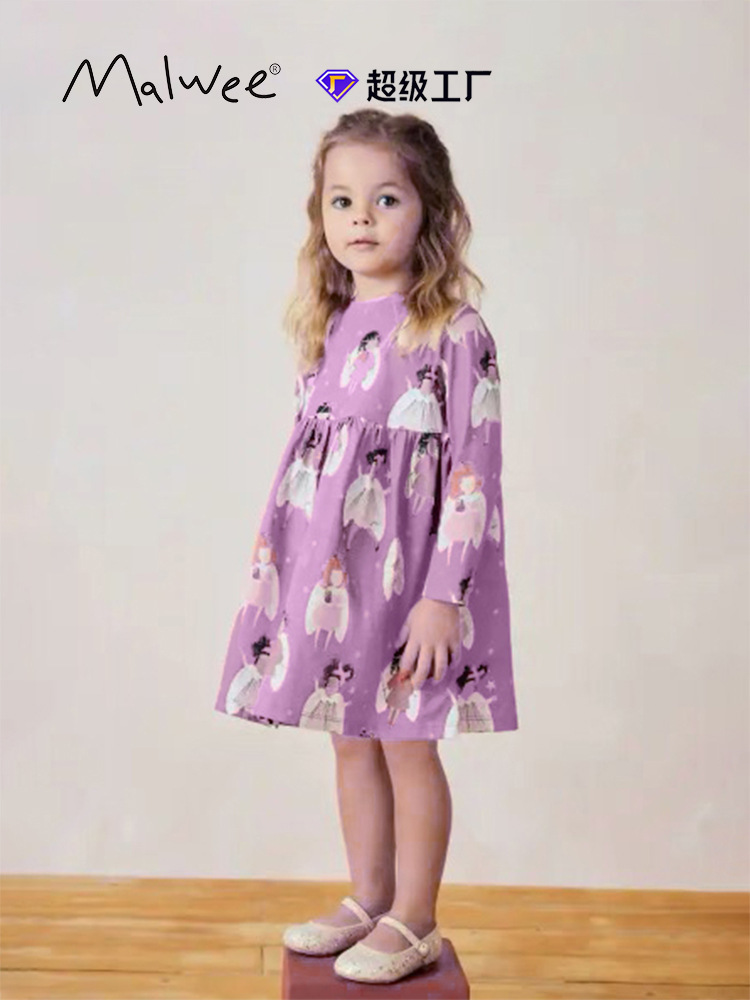 Vestido de princesa para niña malwee transfronterizo otoño e invierno nuevo vestido de niña pequeña y mediana europea y americana vestido de princesa para niña de estilo occidental