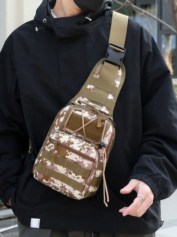 Nueva versión transfronteriza de bolsa de ciclismo, bolsa de pecho pequeña de camuflaje para deportes al aire libre, bandolera de un solo hombro, bolsa de pecho pequeña táctica para exteriores para hombres