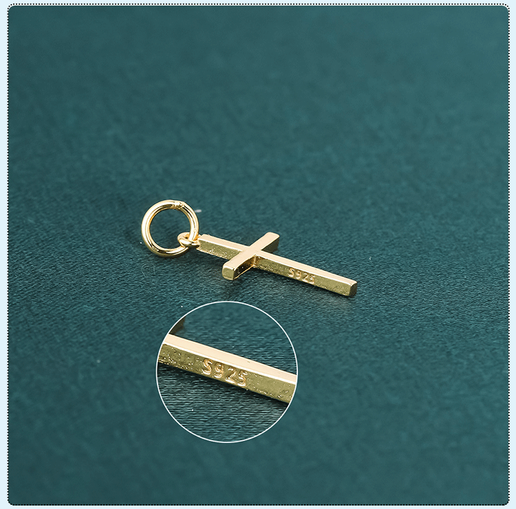 925 Sterling Silver Material 1 Piece 16*9.4mm Hole 3~3.9mm 925 Sterling Silver Cross Pendant