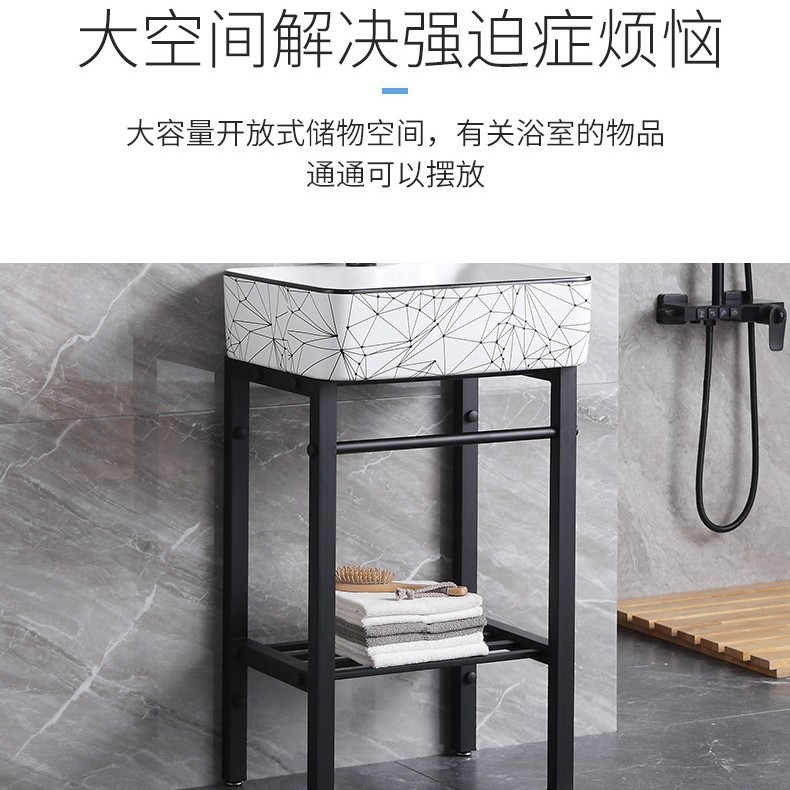 阳台卫浴防潮不锈钢支架盆小户型落地式洗手盆加深陶瓷一体洗漱盆|undefined