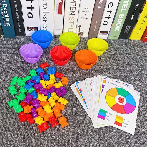 Direct selling rainbow muffin cup six-color weight bear children's toys counting mathematics Montessori teaching aids