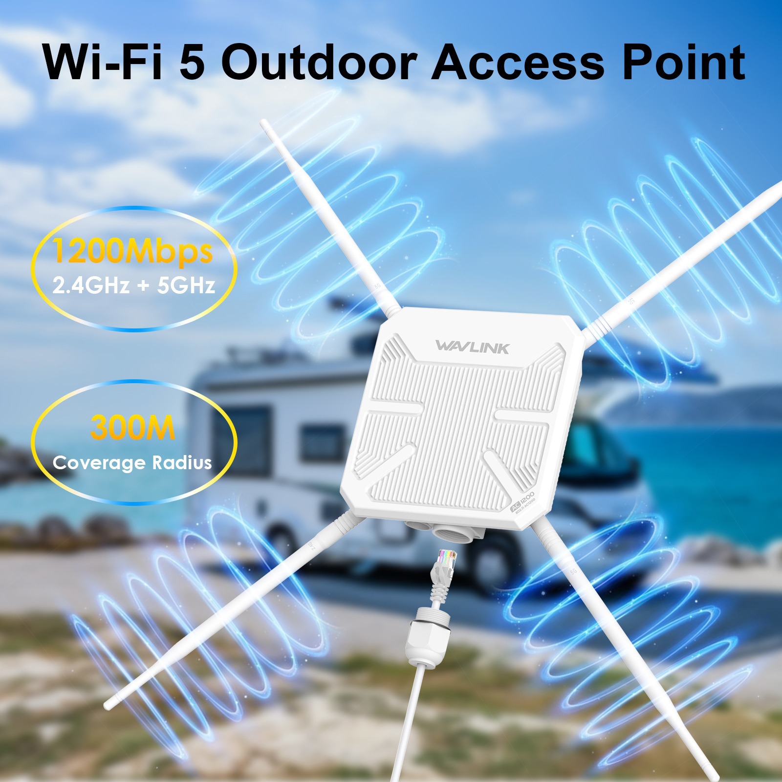 WAVLINK AC1200 OutDoor wifi AP室外双频高功率4天线无线户外中