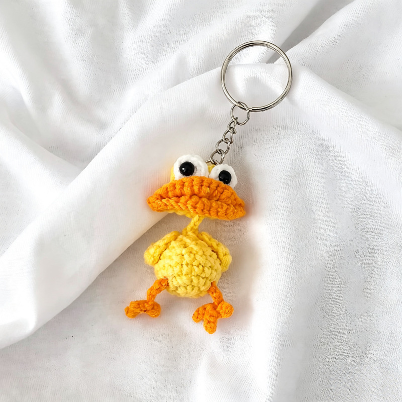 Ugly Duckling Cute and Adorable Little Duck Crochet Yarn Hookwork Small Yellow Ugly Duck Pendant Ornament Keychain
