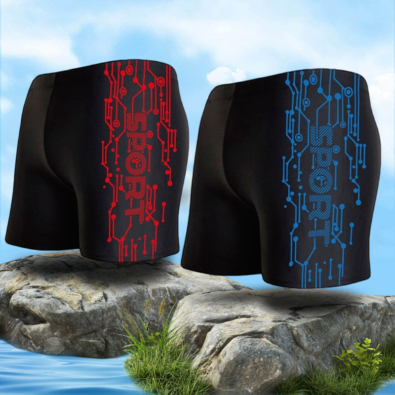 游泳男士沙滩裤平角大码温泉海边时尚成人男士泳裤防尴尬速干泳衣