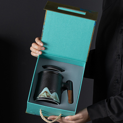 Guochao Landscape Office Cup Cultural and Creative Kung Fu Tea Set Graduation Father's Day Dragon Boat Festival Souvenir for Parents and Teachers