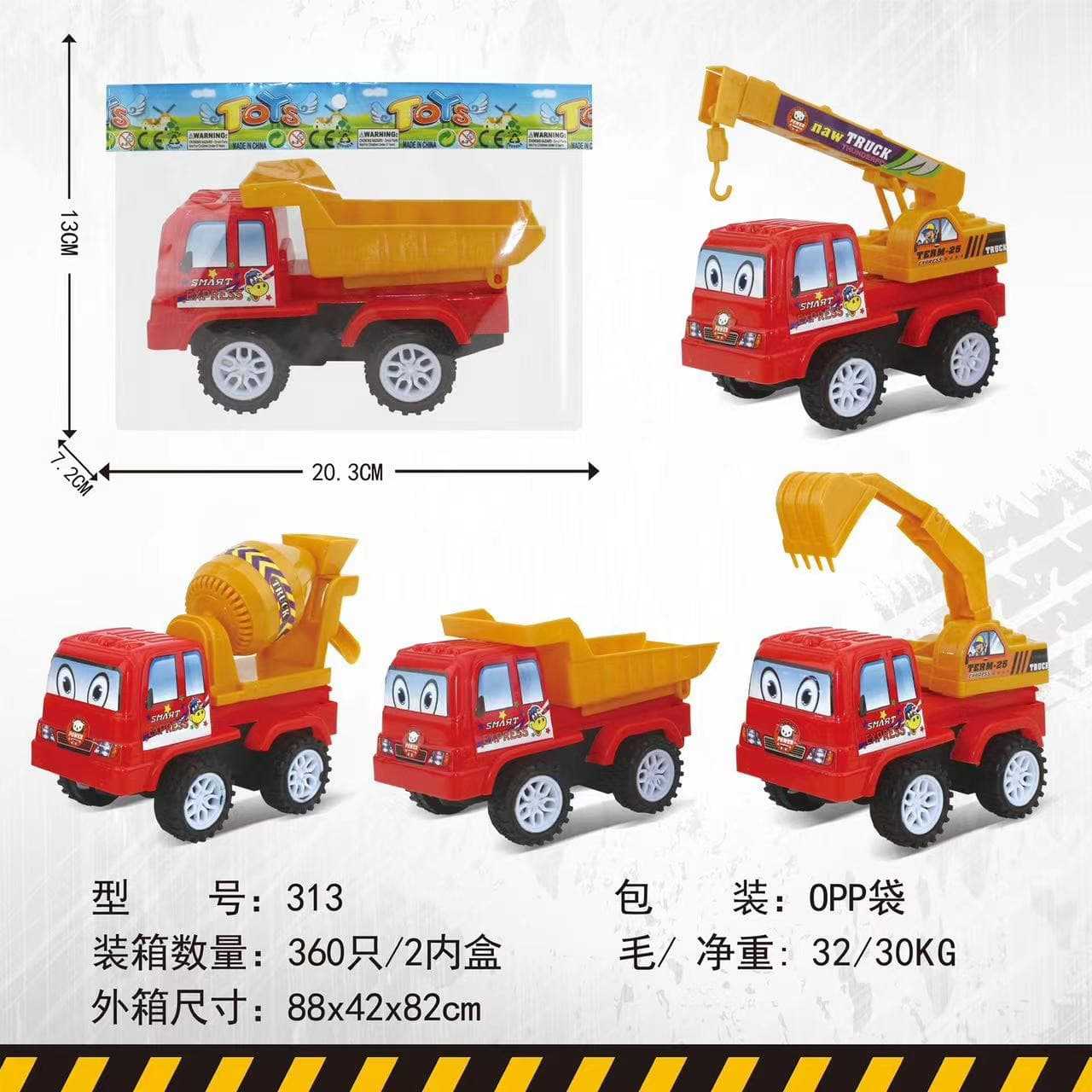 Dibujos animados tirando hacia atrás ingeniería coche juguetes regalos de fiesta para niños apertura de plástico sorpresa cáscara de huevo con juguetes transfronterizos