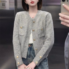 2025春秋季韩系简约软糯毛衣外套女小香风气质长袖针织开衫上衣女