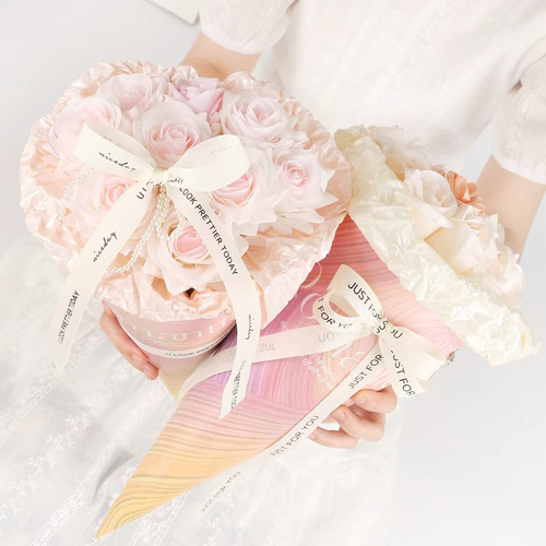 Internet celebrity off-white threaded ribbon INS style English ribbon gift box baked flowers packaging diy bow tie