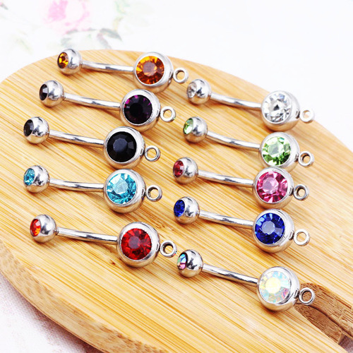 Amazon ebay double diamond simple navel ring navel ring navel button accessory piercing body jewelry