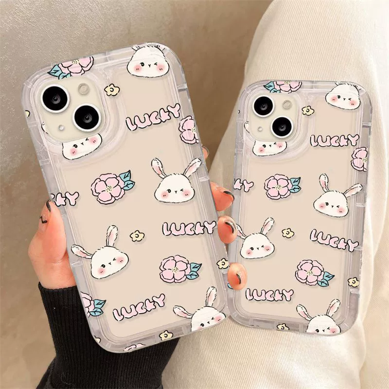 Совместимый кролик, чехол для телефона с рисунком цветов, для iphone 12, ручной работы