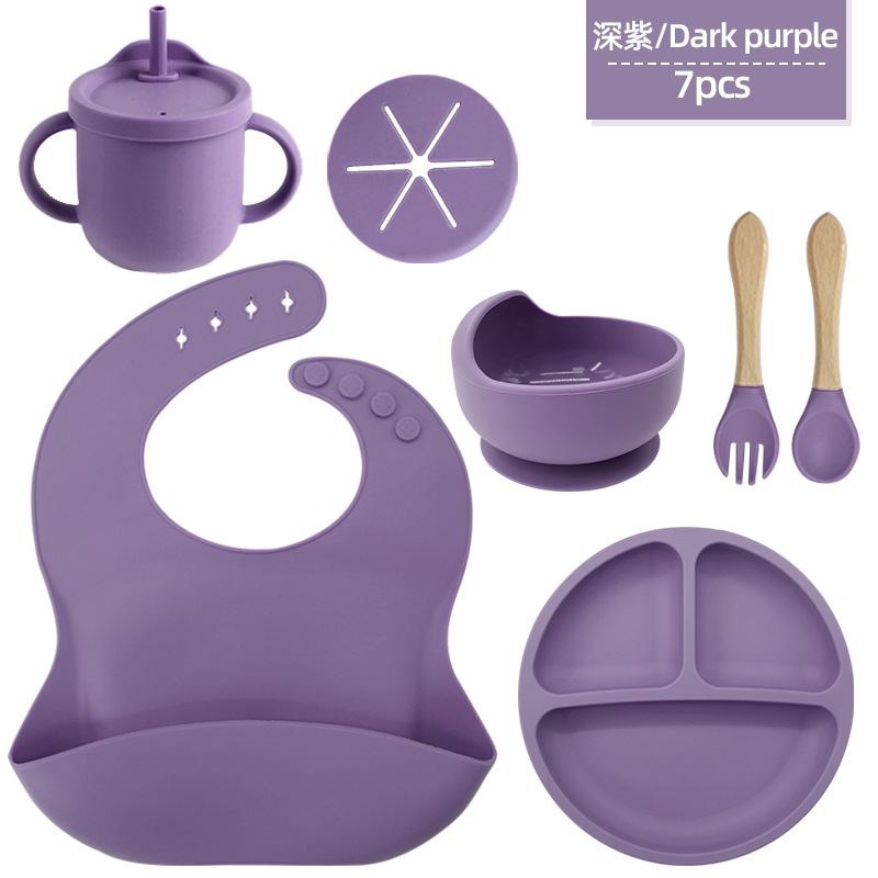 Juego de vajilla de silicona para niños a prueba de caídas
