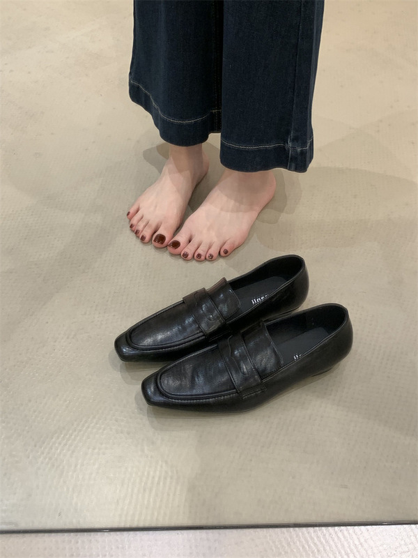 2025年新款小方头低跟女士穆勒鞋百搭气质皮鞋玛丽珍通勤单鞋|undefined