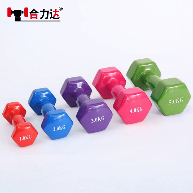 Шестигранные гантели с резиновым покрытием, гантели с пластиковым покрытием для женщин, фитнес-оборудование для похудения и коррекции фигуры для домашнего использования, гантели для тренировки рук и коррекции фигуры.