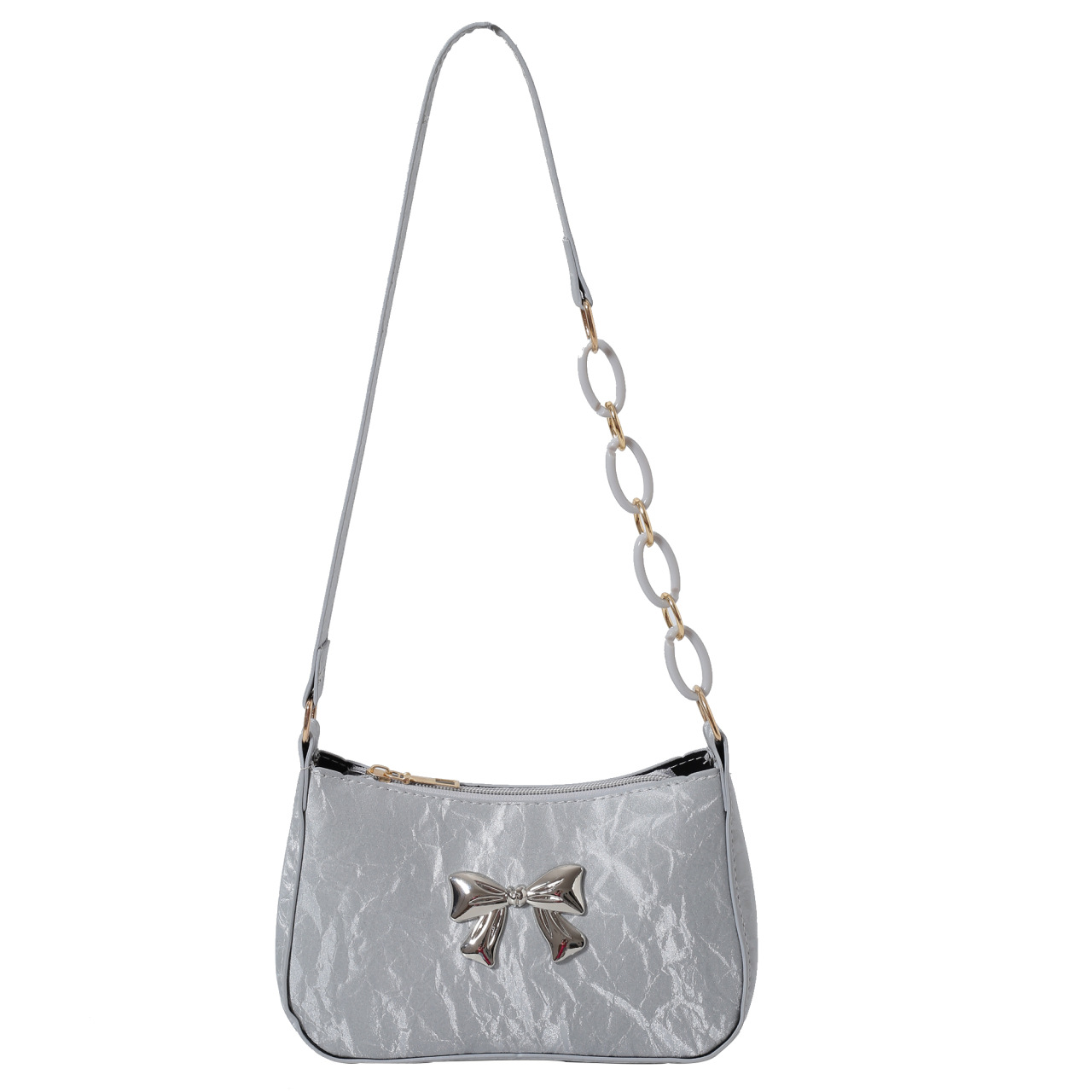 Borsa a spalla elegante con fiocco e catena per donna alla moda_voghion.com