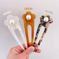 Floral Pearl Hair Clips and Pins - Simple Modern Everyday Hairstyle Accessory, Hair Stick and Hairpin, Chignon Magic Hairpin