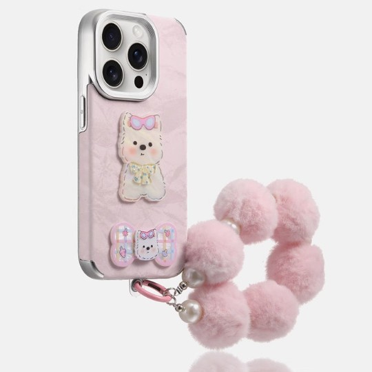 Bordado de dibujos animados de invierno para animales pequeños Apple 16promax funda para teléfono móvil 14pro/15pro niñas 13/14