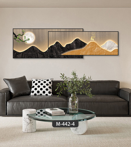 Modern light luxury with backing, living room decoration painting, high-end sense of blessing deer, good meaning, mural, sofa background wall hanging painting