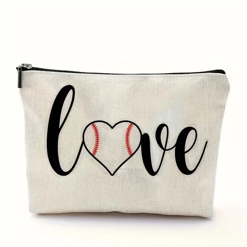Elementos deportivos de béisbol bolsas de maquillaje impresas para chicas de béisbol bolsas portátiles de baño regalos para los amantes del béisbol