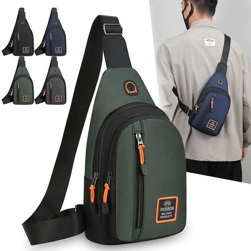 Bolso de pecho multicapa para hombre nuevo bolso de hombro pequeño de pecho de todo fósforo coreano impermeable y resistente al desgaste bolso de mensajero de un solo hombro pequeño de tela Oxford