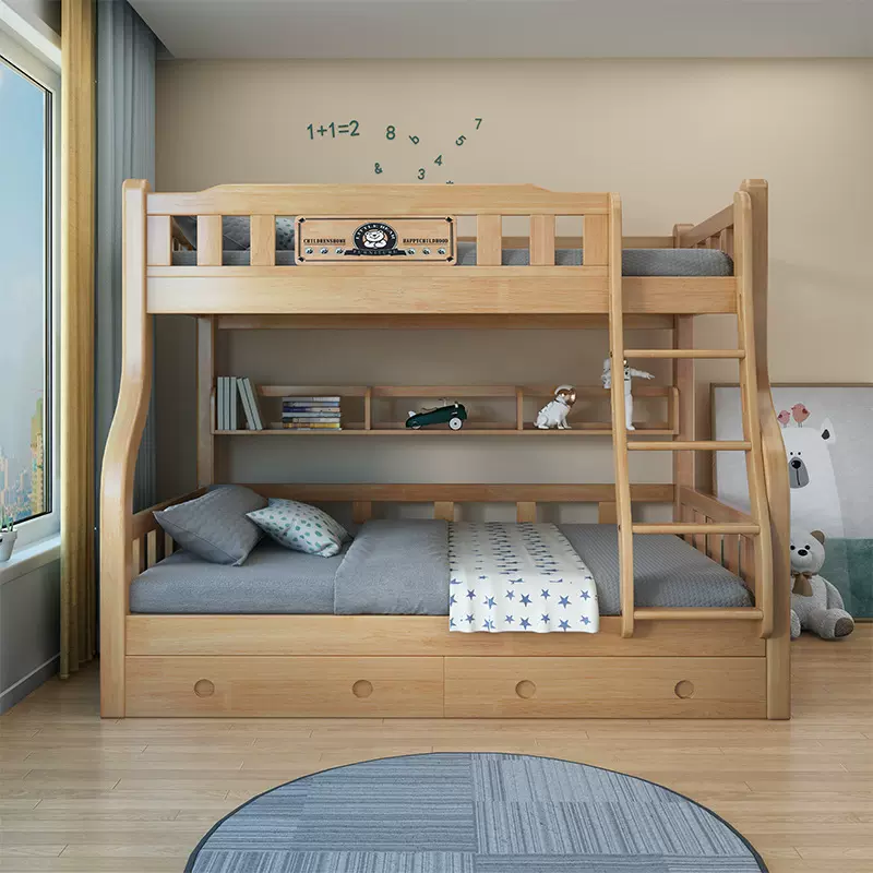 全实木上下床橡胶木成人儿童双层高低床两层床多功能上下铺子母床