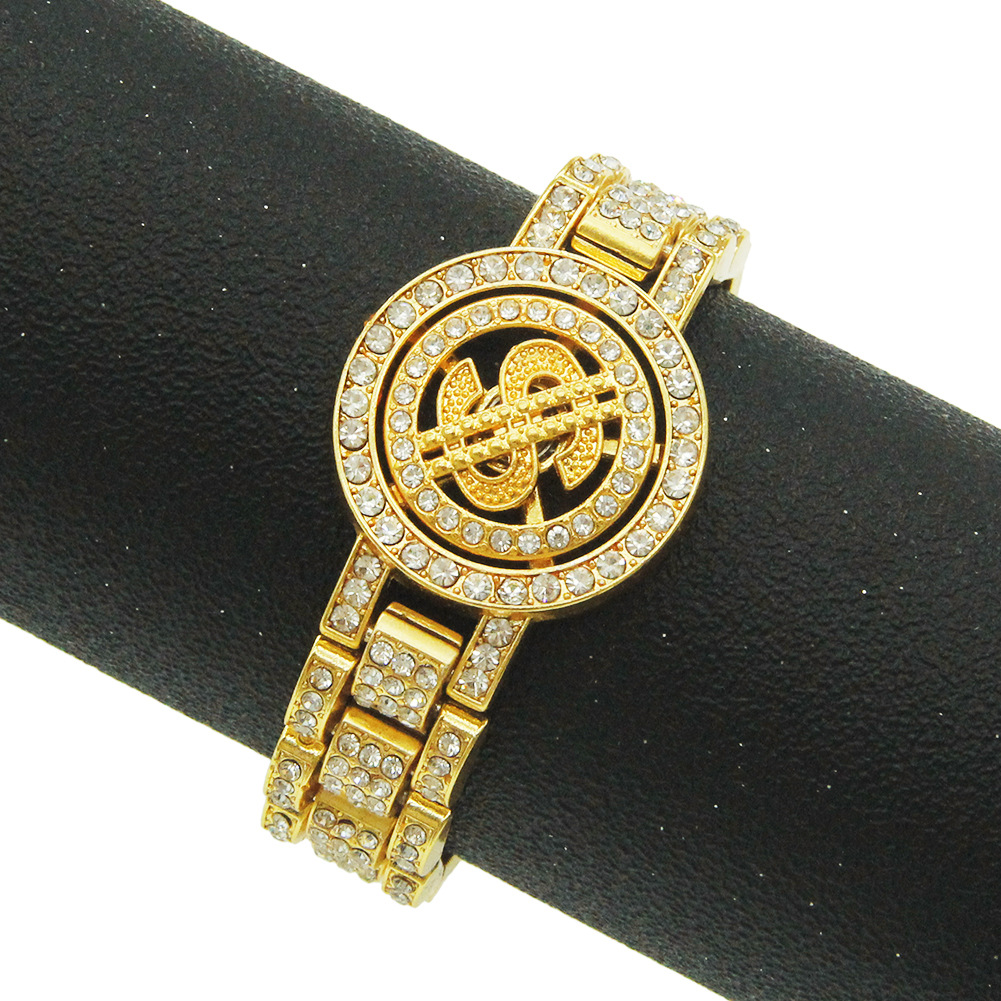 European And American Hip-hop Turning Dollar Watch Strap Type Bracelet display picture 1