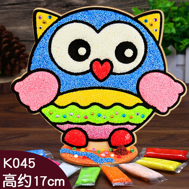 木板スノーフレーク泥絵パール泥粘土絵幼稚園児手作り立体粘着絵画|undefined