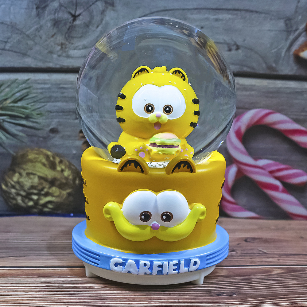 Caja de música con bola de cristal de dibujos animados, adornos de resina, copo de nieve, caja de música creativa para regalo de cumpleaños y Navidad para niños