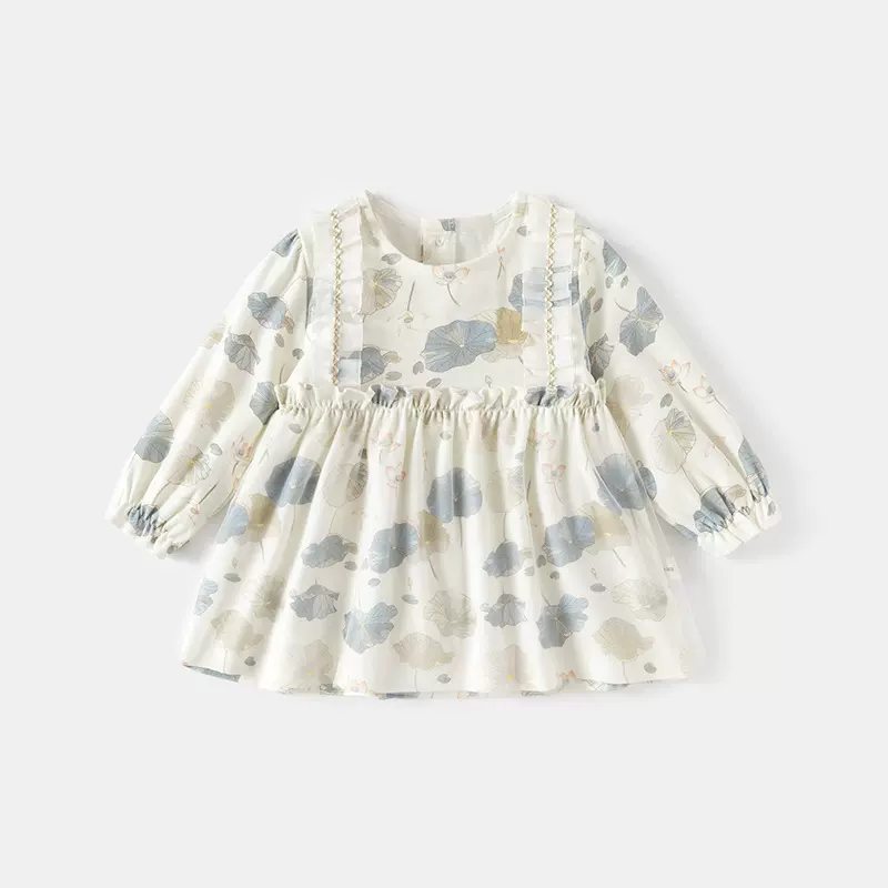女宝宝裙子连体裙开衫罩衣上衣公主碎花裙连体裙洋气女童可爱春秋