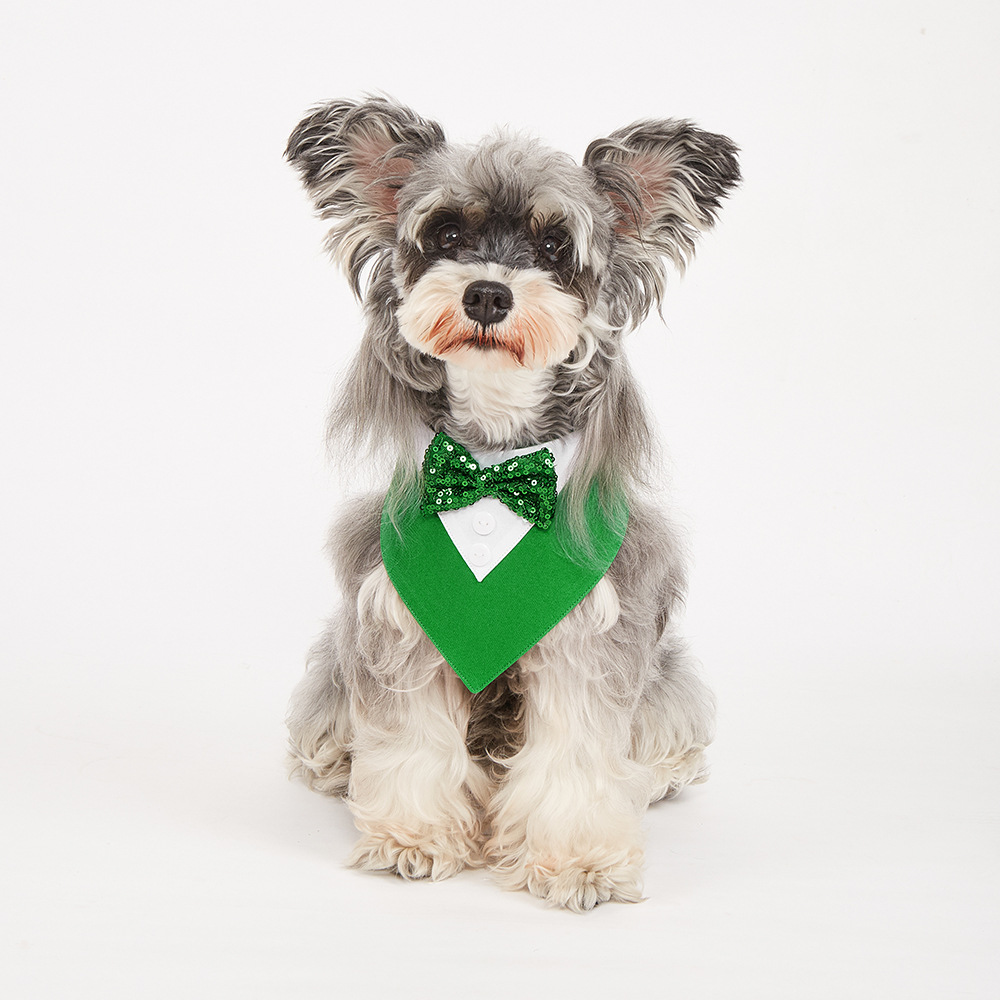 Tanpopo Cross-border Spot Traje de boda británico Toalla de saliva para mascotas Bufanda para perros Toalla triangular para mascotas con velcro