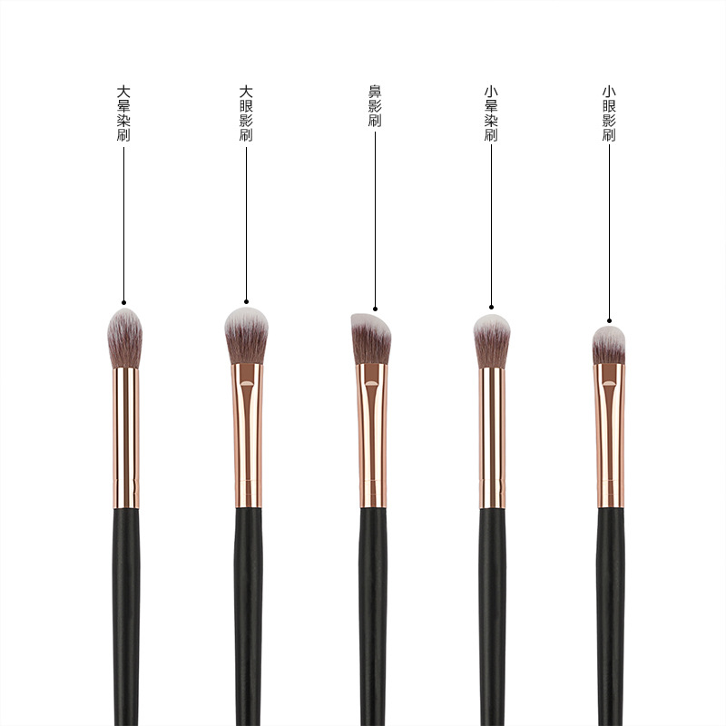Venta al por mayor de fábrica 5 juegos de pinceles de maquillaje de ojos Sombra de ojos, sombra de nariz, manchas, corrector, herramientas de belleza, pinceles de maquillaje de cabello suave