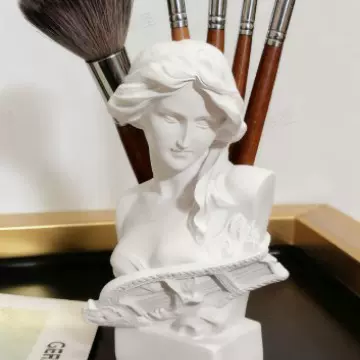 北欧大卫人物搪胶雕塑琴女头像摆件客厅艺术人像家居假花瓶装饰品