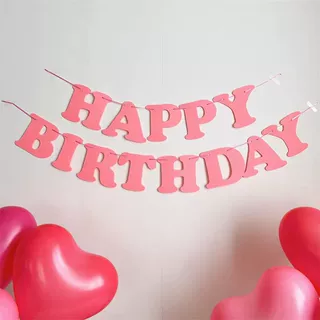 Happy birthday生日快乐拉旗宝宝周岁无纺布装饰拉花生日装饰字母