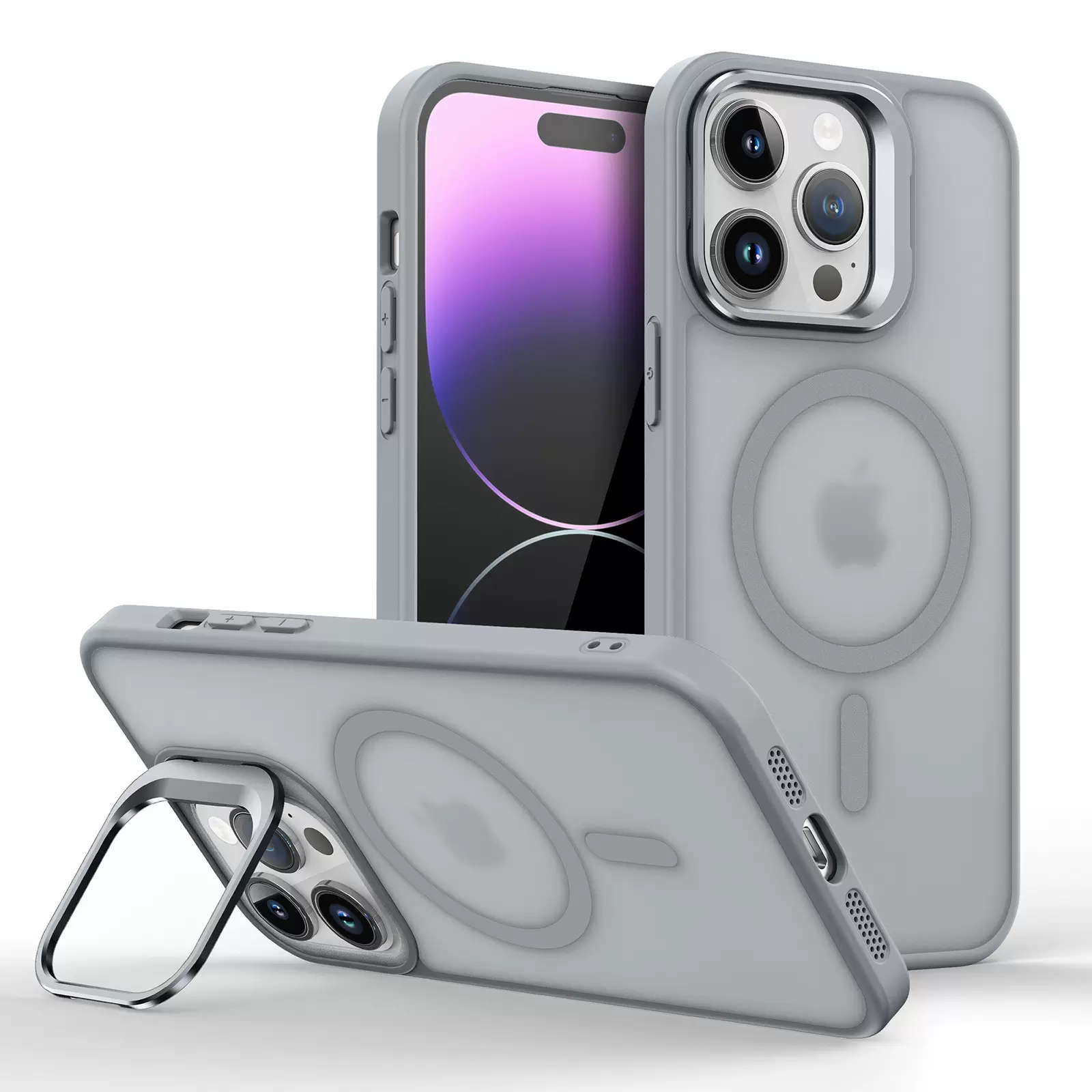 适用苹果16Promax手机壳iPhone15Pro带镜头支架保护套肤感磁吸壳