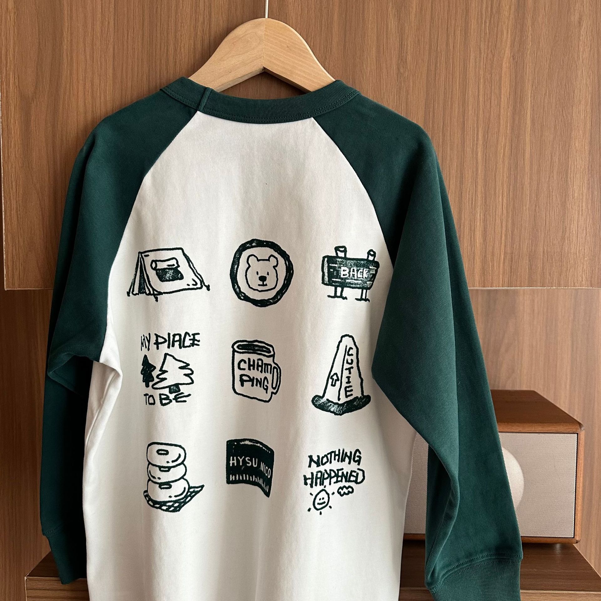 2025秋款卡通插肩户T恤外男女童装抑菌吸湿排汗舒适长袖趣味上衣