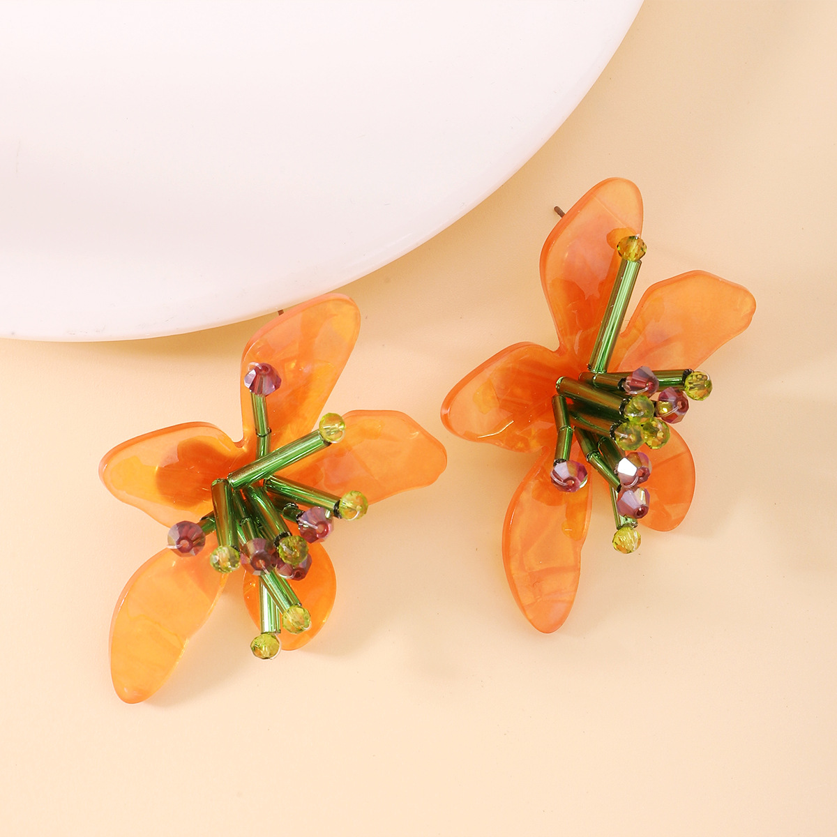 Fashion Flower Plastic Beaded Womenu0027S Ear Studs 1 Pair