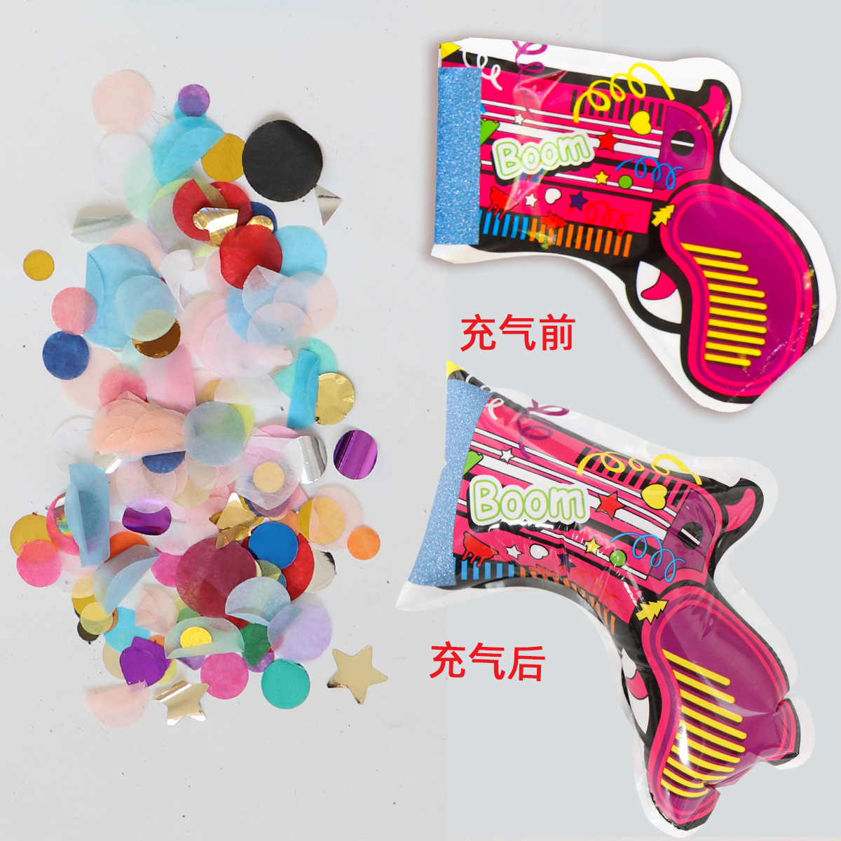 Fuegos artificiales pistola inflable automática decoración del partido Festival de boda fiesta de cumpleaños fiesta Año Nuevo juguete fuegos artificiales pistola al por mayor