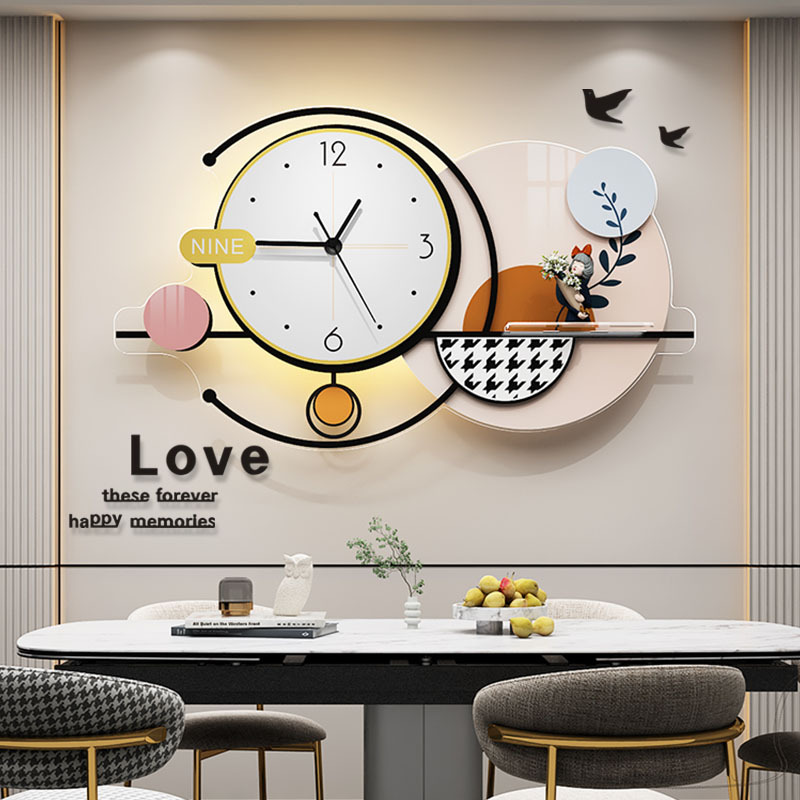 跨境希音时尚欧式挂钟客厅家用艺术轻奢时钟现代装饰静音挂墙钟表
