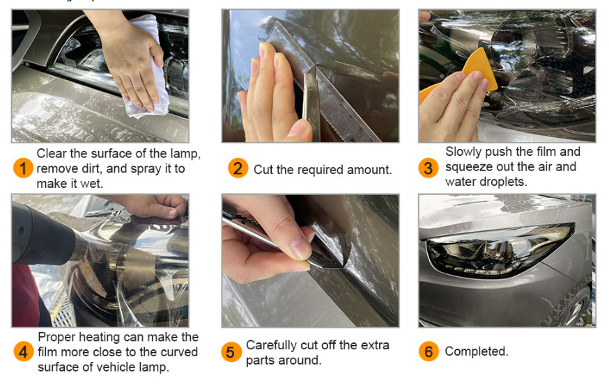 Car TPU blackened headlight film, TPH taillight color change film, transparent light blue, light black, self-healing protective scratch-resistant film