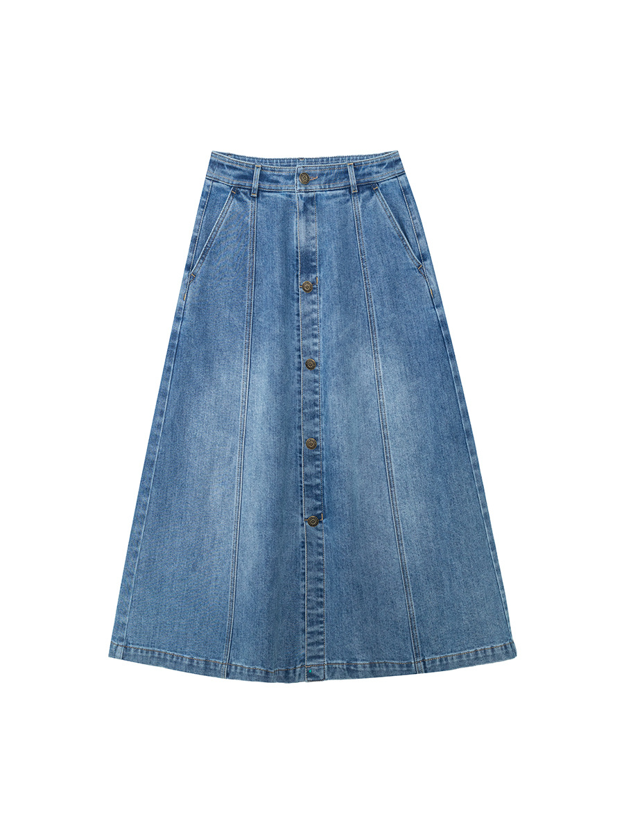 Summer retro long denim skirt